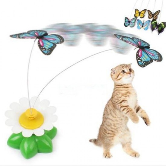 Funny Pet Cat Kitten Toys Electric Rotating Butterfly Rod Pet Cat Teaser Play Toy