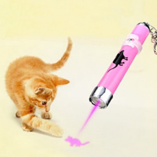 Pet Cat Play Toy LED Laser Pointer Light with Bright Mouse Animation