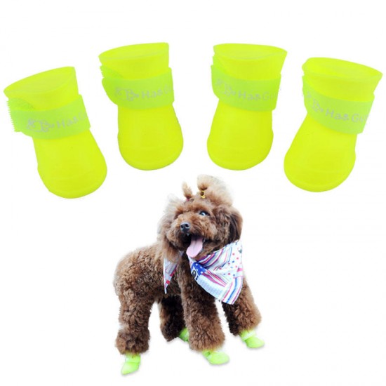 4Pcs / Lot Pet Dog Raining Shoes Waterproof Pet Shoes for Dog Puppy Colorful Rubber Boots Portable Durable Puppy Shoes Pet Suppliers