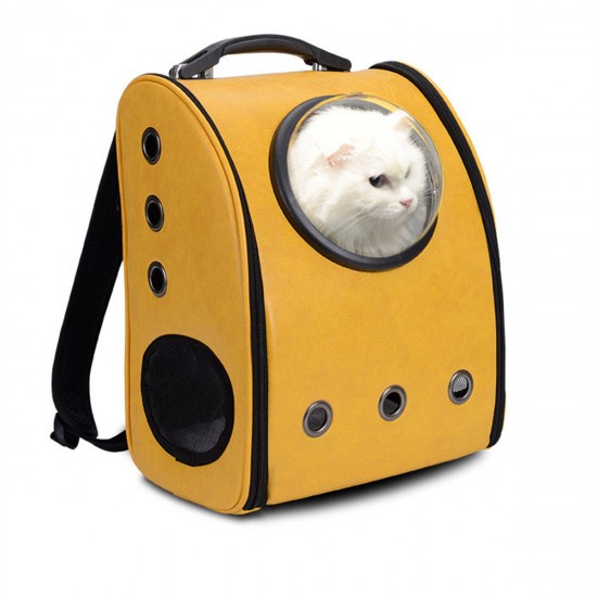 Dog Cat Pet Astronaut Capsule Backpack Carrier Box With Transparent Breathable Cover