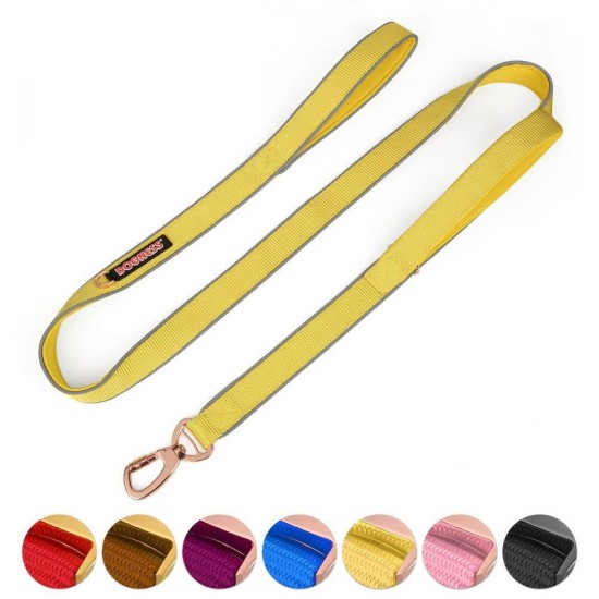 Double Handle Dog Leash Dual Handle Heavy Duty Soft Padded Reflective Nylon Dog Traction Rope