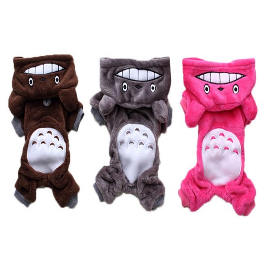 Yani HP-PC1 Pet Cat Dog Costume Soft Warm Clothes Cartoon Totoro Hoodie Coats Four Leg Jumpsuit