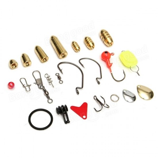 128pcs Fishing Lures Hooks Baits Black Tackle Box Full Storage Case Tool Set