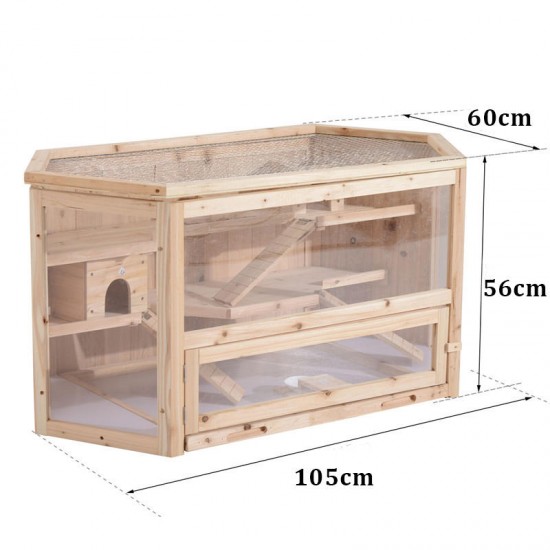 3-Tier Wooden Hamster Cage House Rodent Mouse Pet Small Animal Wood Layers Kit