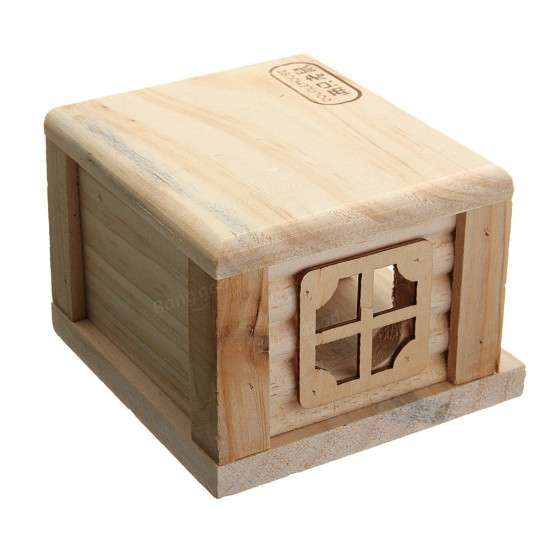 Toy Wooden Hamster House Bedroom Dwarf Cage Rat Mouse Gerbil Exercise Natural