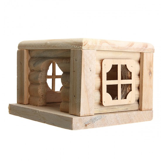 Toy Wooden Hamster House Bedroom Dwarf Cage Rat Mouse Gerbil Exercise Natural