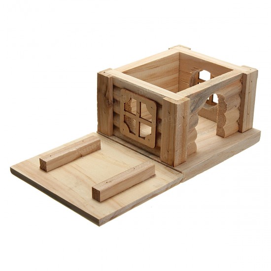 Toy Wooden Hamster House Bedroom Dwarf Cage Rat Mouse Gerbil Exercise Natural