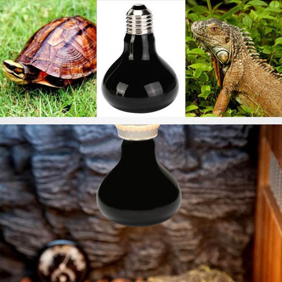 220V Mini Black Ceramic Heat Infrared Emitter Lamp Bulb for Reptile Pet Brooder 25W/50W/75W/100W