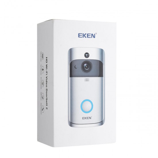 EKEN Video Doorbell 2 720P HD Wifi Camera Real-Time Video Two-Way Audio Wide-angle Lens Night Vision PIR Motion Detection App