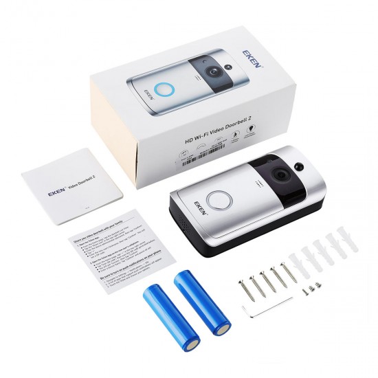 EKEN Video Doorbell 2 720P HD Wifi Camera Real-Time Video Two-Way Audio Wide-angle Lens Night Vision PIR Motion Detection App EKEN Video Doorbell 2 720P HD Wifi Camera Real-Time Video Two-Way Audio Wide-angle Lens Night Vision PIR Motion Detection App
