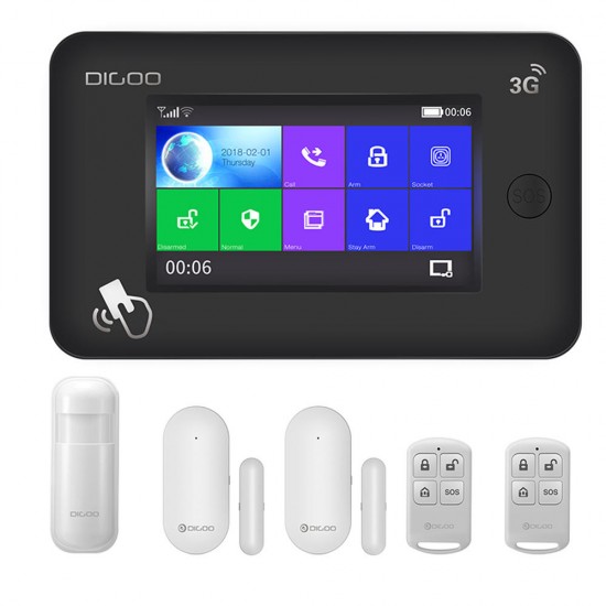 DIGOO DG-HAMA All Touch Screen 3G Version Smart Home Security Alarm System Kits Support APP Control Amazon Alexa