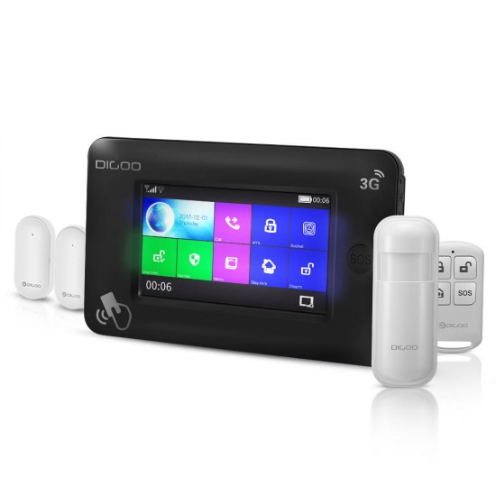 DIGOO DG-HAMA All Touch Screen 3G Version Smart Home Security Alarm System Kits Support APP Control Amazon Alexa