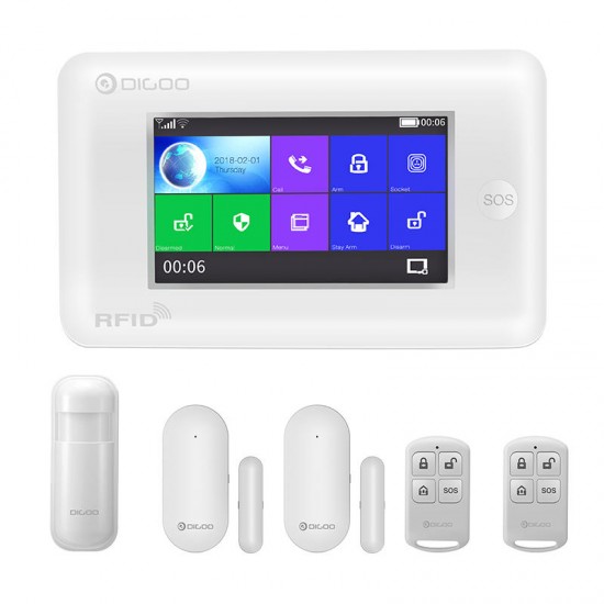 DIGOO DG-HAMA All Touch Screen Alexa Version 433MHz 2G&GSM&WIFI DIY Smart Home Security Alarm System Kits