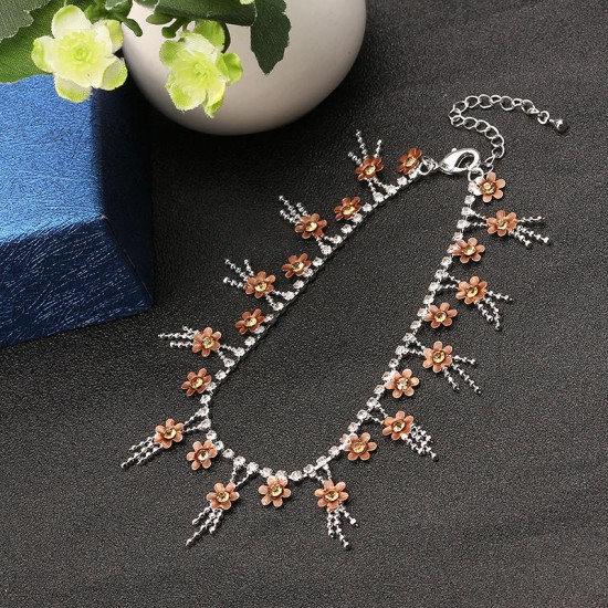 JASSY® Elegant Platinum Plated Sweet Topaz Gemstone Flower Anklet Anallergic Women Gift