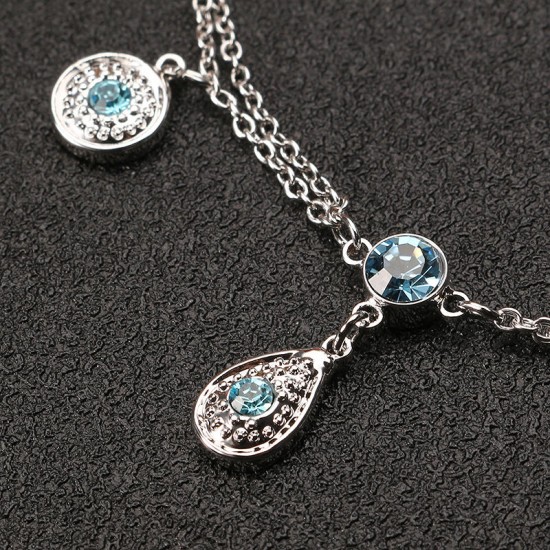 JASSY® Fine Anklet Platinum Plated Lake Blue Rhinestone New Fashion Bracelet Jewelry for Women