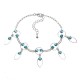 JASSY® Fine Foot Jewelry Platinum Plated Lake Blue Rhinestone Anklet Jewelry for Women