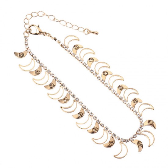 JASSY® Luxury 18K Gold Plated Anklet Golden Rhinestone Fashion First Quarter Moon Foot Chain
