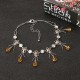 JASSY® Luxury Platinum Plated Bracelet Golden Gemstone Flower Pendant Anklet Bracelet for Women