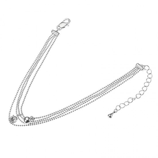 JASSY® Platinum Plated Rhinestone Multilayer Simple Foot Chain Anklet Fine Jewelry for Women