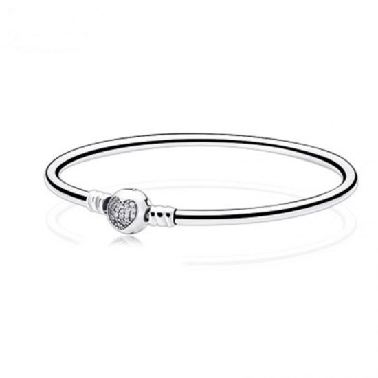 925 Silver Rhinestones Bracelets Elegant Heart Shaped Bracelet Bangle Jewelry For Women