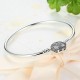 Elegant 925 Silver Zircon Heart Shaped Buckle Bracelet Bangle For Women