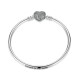 Elegant 925 Silver Zircon Heart Shaped Buckle Bracelet Bangle For Women