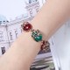 Ethnic Ruby Resin Bracelet Retro Red Green Crystal Emerald Resin Pure Ancient Gold Ladies Bracelets