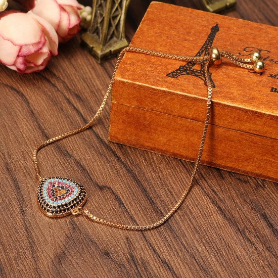 Exquisite Triangle Colorful Zircon Bracelet Adjustable Metal Cuff Chain