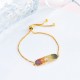Gold Plated Zircon Cuff Bracelet Adjustable Colorful Charm Chain