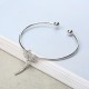 JASSY® 925 Sterling Silver Women's Bangle Bracelet Trendy Coconut Tree Charm Silver Bracelet