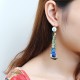 Bohemian Gold Plated Gemstone Earring Elegant Feather Pendant Ear Drop Jewelry Gift For Women