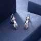 INALIS 925 Sterling Pure Silver Earring Cat Pendant Lovely Sweet Jewelry Gift for Women