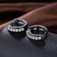 INALIS Circle Crystal Hoop Earring Gun Black Plated Anallergic Earrings for Women