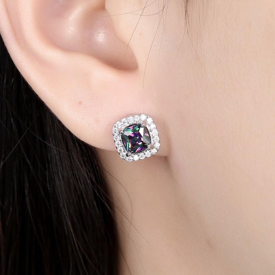 INALIS Sweet Zircon Ear Stud Rhinestone Platinum Earrings For Women