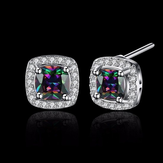 INALIS Sweet Zircon Ear Stud Rhinestone Platinum Earrings For Women