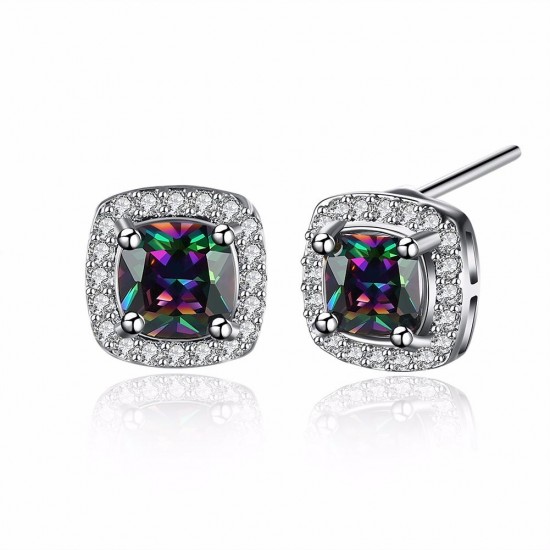 INALIS Sweet Zircon Ear Stud Rhinestone Platinum Earrings For Women