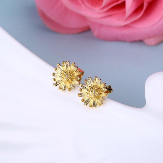 INALIS Trendy Copper Gold Plated Flower Earring Ear Stud for Women