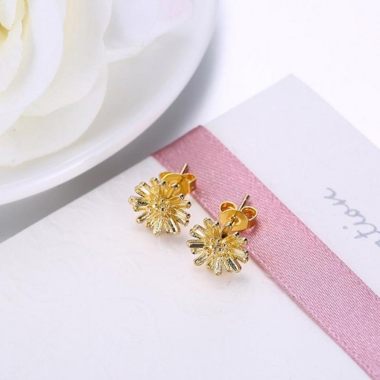 INALIS Trendy Copper Gold Plated Flower Earring Ear Stud for Women