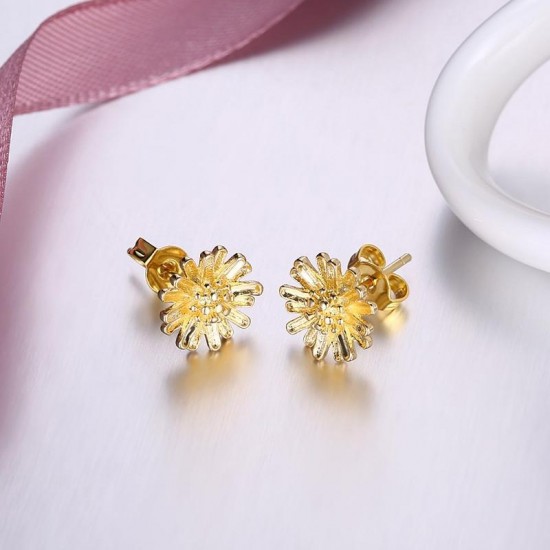 INALIS Trendy Copper Gold Plated Flower Earring Ear Stud for Women