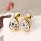 JASSY® 4 Pairs Earrings Luxury Gold Platinum Plated Turquoise Flower Zircon Drop Women Jewelry