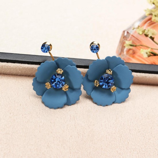 JASSY® Colorful Jacket Solid Flower Earring Luxury Gold Plated Ear Stud Gift for Women