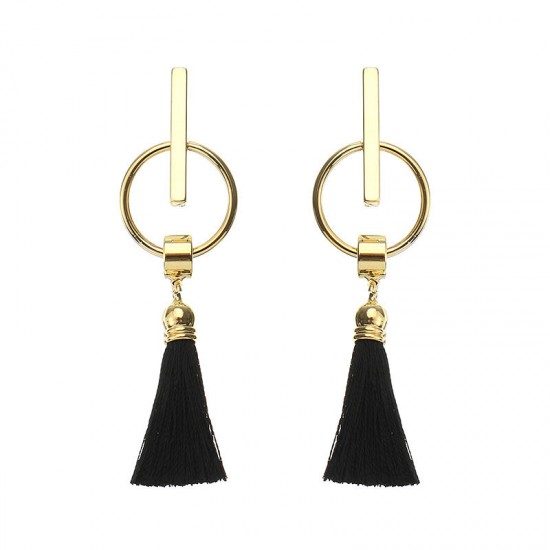 JASSY® Elegant 18K Gold Plated Geometric Circle Tassel Anallergic Earrings for Women