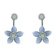 JASSY® Elegant 18K Gold Plated White Opal Rhinestones Flower Semi Precious Stone Earring