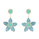 JASSY® Elegant 18K Gold Plated White Opal Rhinestones Flower Semi Precious Stone Earring