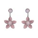 JASSY® Elegant 18K Gold Plated White Opal Rhinestones Flower Semi Precious Stone Earring