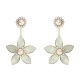 JASSY® Elegant 18K Gold Plated White Opal Rhinestones Flower Semi Precious Stone Earring