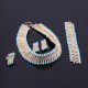 18K Gold Plated Rhinestone Necklace Earrings Bracelet Ring Jewelry Set