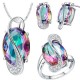 18K Platinum Plated Zircon Gemstone Oval Shape Jewelry Set