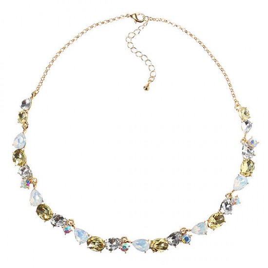 JASSY Crystal Rhinestone Fine Jewelry Set Colorful Beaded Necklace Stud Earrings Women Jewelry
