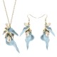 JASSY® 18K Gold Plated Jewelry Set Blue Silicon Flower Necklace Pearls Rhinestones Earrings Stylish Jewelry